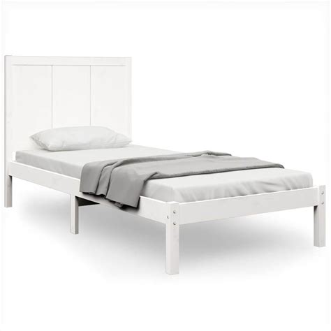 Bed Frame White Solid Wood Pine 90x200 Cm