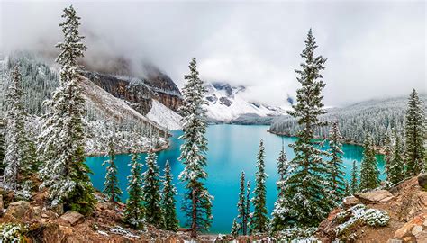Fonds Decran Canada Parc Lac Montagnes Hiver Moraine Lake Banff Picea