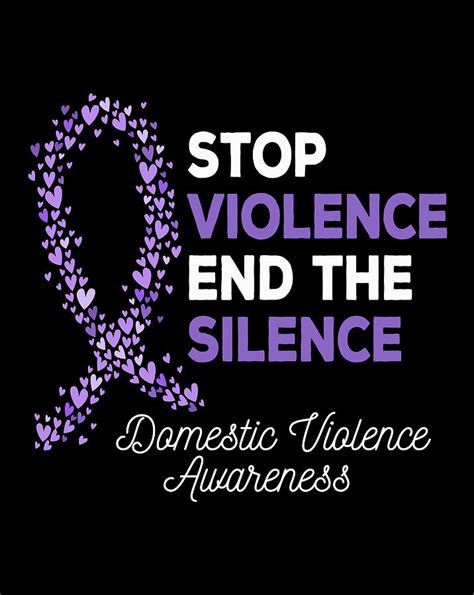 Stop Violence End The Silence Domestic Violence Ribbon Digital Art By