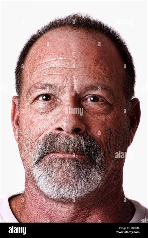 Close Earnest Grandpa Grandfather Male Masculine Face Portrait Skin