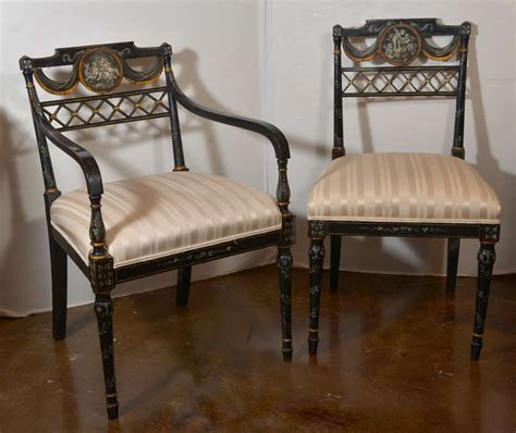 Set Of Important Regency Period Black Lacquered Chairs For Sale At 1stdibs
