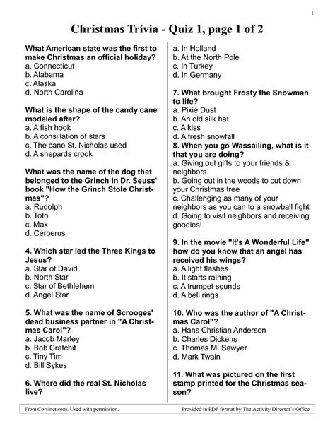 The editors of publications international, ltd. Free+Printable+Christmas+Trivia+Questions+and+Answers | Christmas trivia, Christmas quiz ...