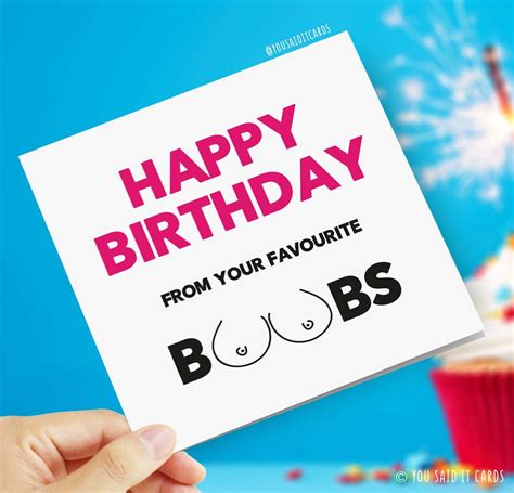 Happy Birthday From Your Favourite Boobs Funny Cards Rude Etsy