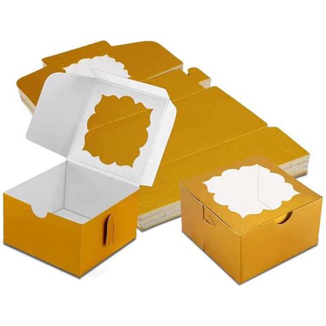 Wholesale Gold Bakery Boxes With Window Pastry Boxes Cookie Boxes For