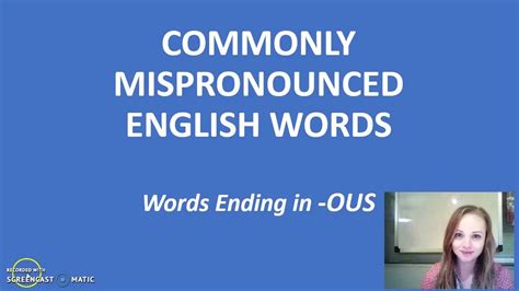 English Pronunciation With Words Ending In Ous Youtube