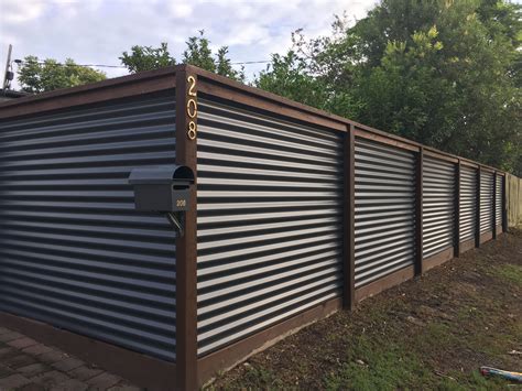 Corrugated Iron And Hardwood Fence Diy Privacy Fence Privacy Fence