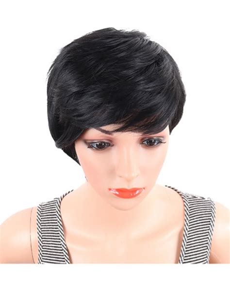 Short Straight Synthetic Wigs Pixie Cut Natural Hair Wig With Bangs For