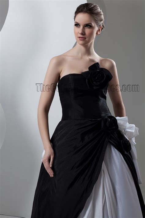 Black And Silver Strapless A Line Formal Dress Prom Gown