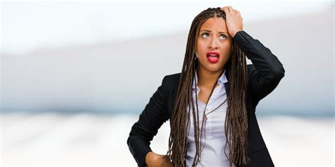 Premium Photo Portrait Of A Young Black Business Woman Worried And
