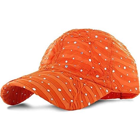 Orange100 Polyester Glitter Baseball Cap Golf Hat Rhinestone Us