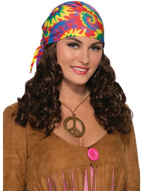Hippie Adult Wig With Headscarf
