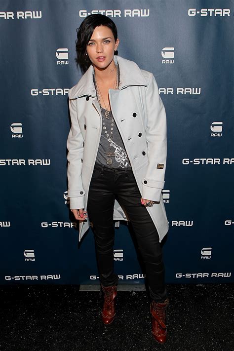 ruby rose tries an all leather look ruby rose ruby rose style 80s denim