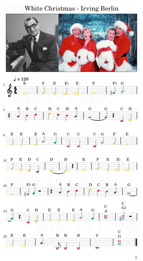 White Christmas Irving Berlin Easy Sheet Music