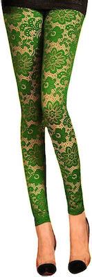 Women S Green Floral Lace Leggings