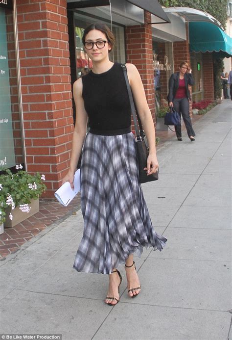 Emmy Rossum Looks Sharp In Black Framed Glasses In Beverly Hills