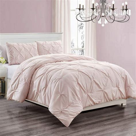 wpm 2 piece microfiber comforter set pinch pleat pintuck down alternative bedding all season