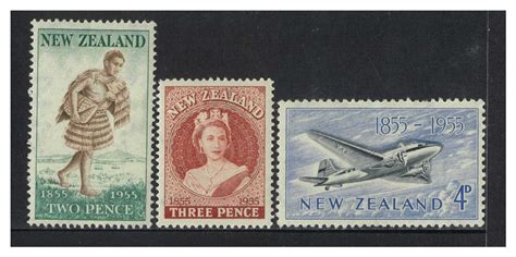 New Zealand Sg73941 1955 First Nz Postage Stamps Centenary Set Of 3