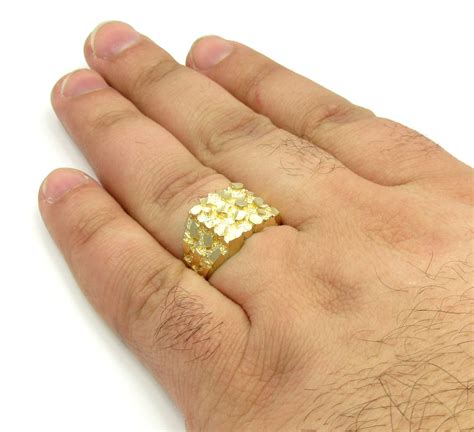 Buy Mens 10k Yellow Gold Medium Square Nugget Ring Online At So Icy Jewelry