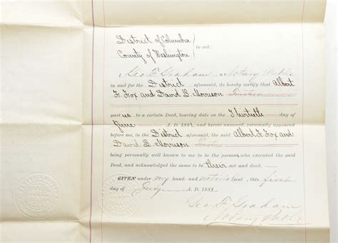 Deed Of Release Signed By Frederick Douglass District Of Columbia