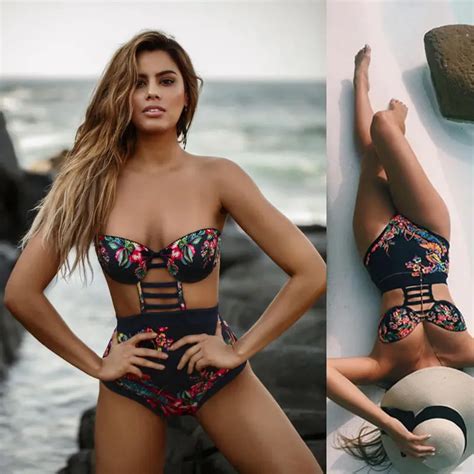 2017 women floral padded bra swimsuit one piece swimwear exotic beachwear push up monokini