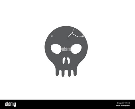 Cracked The Human Skull Head Vector Logo Illustration On White