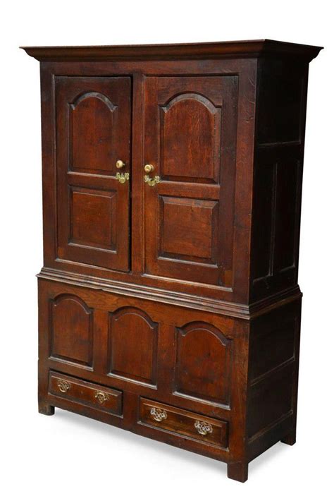 18th Century Oak Cabinet With Arched Panels And Drawers Cabinets