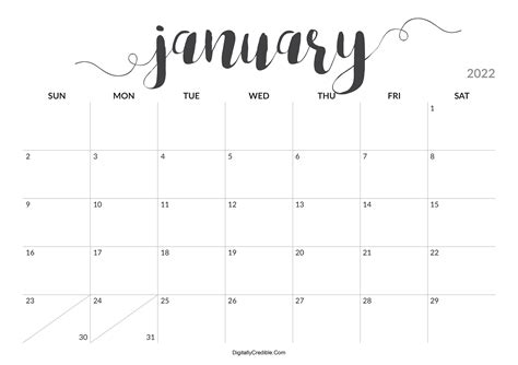 January 2022 Calendar Printable Desk And Wall