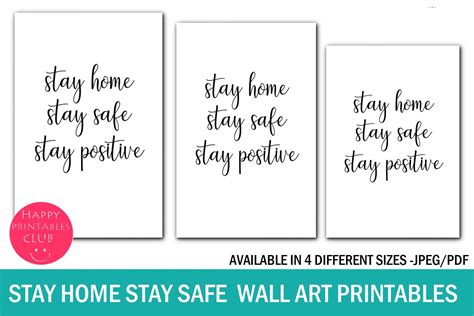 Stay safe & stay home! Stay Home Stay Safe Wall Art Printables (Graphic) by Happy ...
