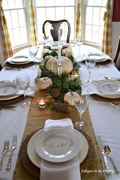 Thanksgiving Table Setting With White Pumpkins Calypso In The Country