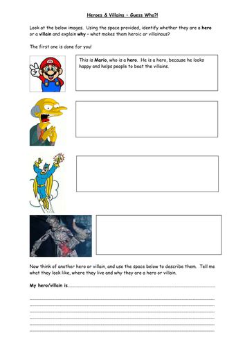 Heroes And Villains Intro Teaching Resources