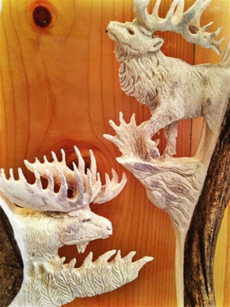 Antler Carving Moose Antler Carvings Eagle Carving Antler Art Etsy In