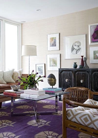Purple Medallion Rug Eclectic Living Room Angie Hranowski