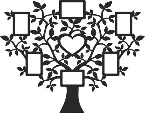 Family Tree with 7 Photo Frames - For Laser Cut DXF CDR SVG Files - free download - DXF vectors