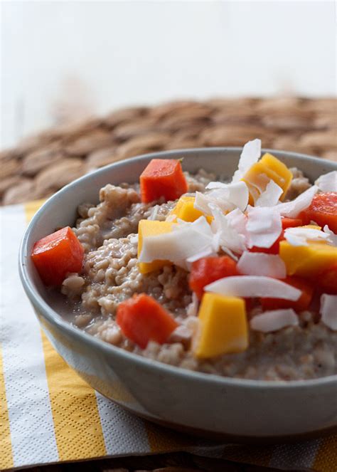 Toasted Steel Cut Oats With Coconut And Tropical Fruits