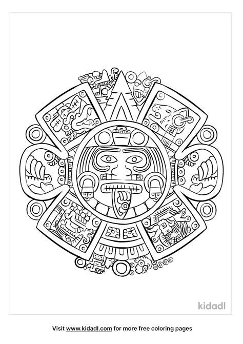 Aztec Calendar Coloring Pages Free History Coloring Pages Kidadl