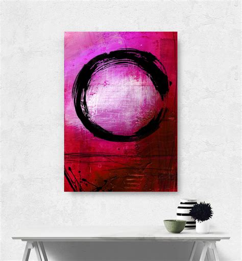 Large Enso Zen Circle Abstract Art Rose Magenta Watercolor Etsy