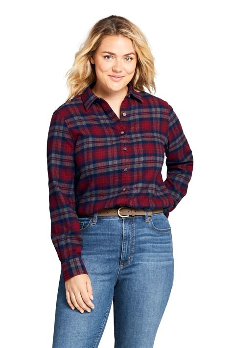 Womens Plus Size Flannel Shirt From Lands End Womens Tops Tops