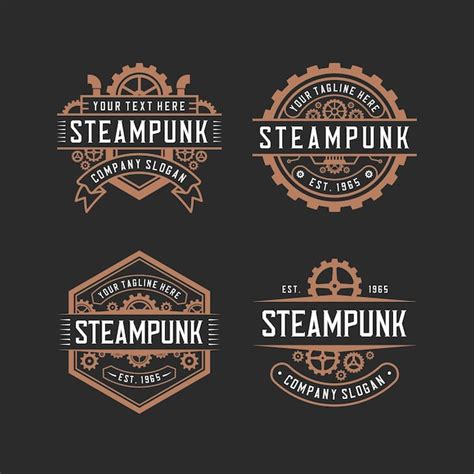 Collection De Design De Logo Steampunk Vecteur Premium