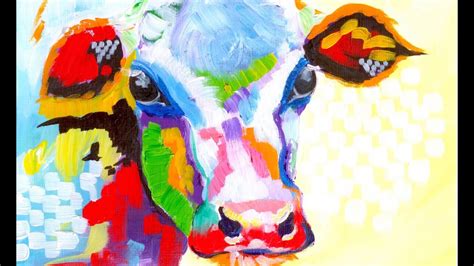 Colorful Cow Painting Acrylic Tutorial Beginner
