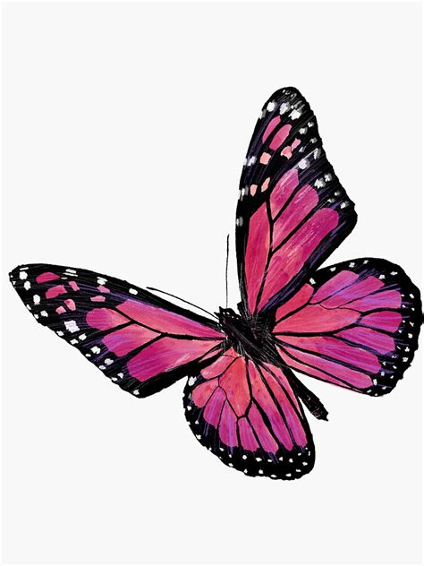 Pink Butterfly Sticker By Vikikl Redbubble