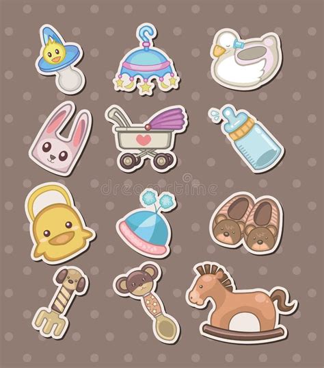 Baby Stuff Stickers Stock Vector Illustration Of Pacifier 26071436