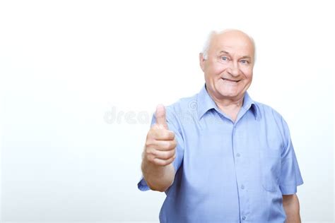 Sarcastic Old Guy Showing Thumbs Up Sign Stock Image Image Of Annoyed