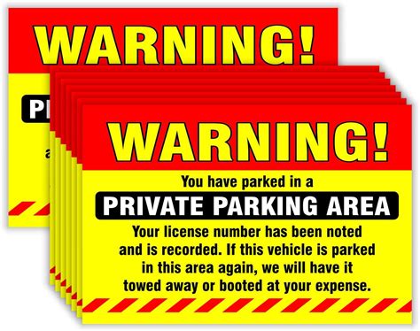 Private Parking Stickers Pack Of 50 Reserved No Permit Area Violation