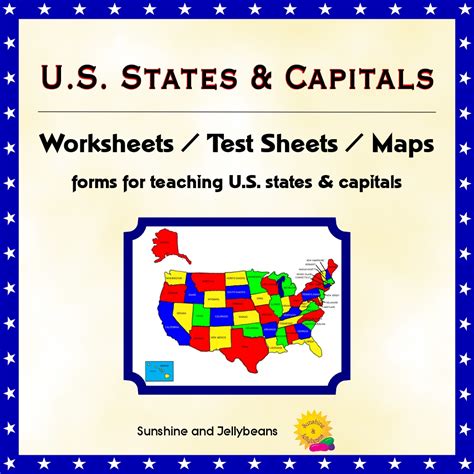 Us States And Capitals Worksheets Test Sheets Maps Us Geography