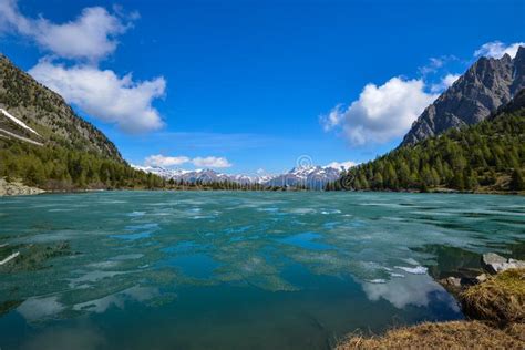 Lago D Aviolo With Melting Ice Stock Photo Image Of Lake Aviolo