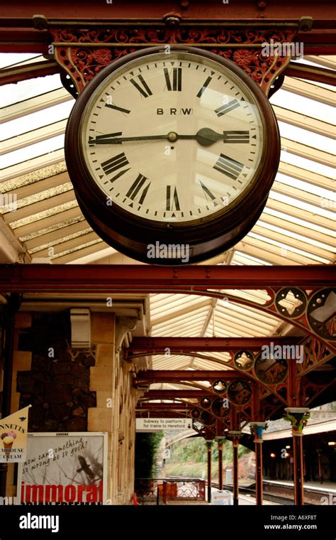 Clock On The Platform Of Great Malvern Train Station Worcestershire Uk