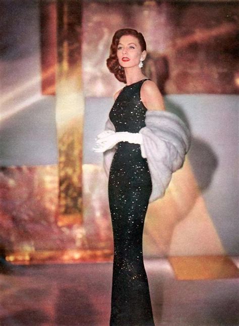 Classic Black Sequin Gown Long Column Sheath Dress Late S Early S Model Magazine Sleeveless