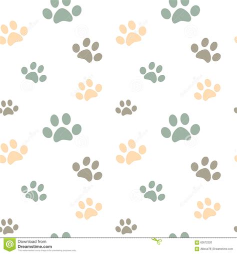 Cute Pastel Colored Paw Seamless Pattern Background Illustration Stock Vector Illustration Of