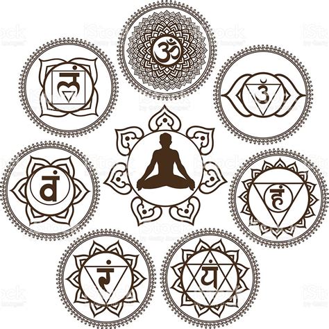 Mehendi Style Seven Chakra With Meditating Lotus Position All