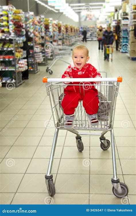 Crying Baby In Supermarket Stock Image Image Of Closeup 3426547